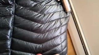 Cumshot on soft Girlfriend G.W. Black Jacket