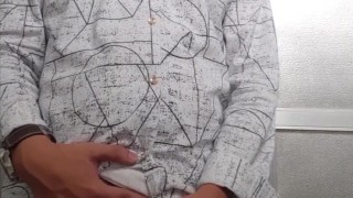 Teen Twink Asian Filipino Boy Flashing Huge Cock Gooning at Public Restroom