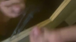 College Solo Jerking Off and Blowing Huge Load All Over Mirror