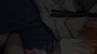 Petite redhead gives amazing blowjob & then bends over, finishing inside her while she grinds on my