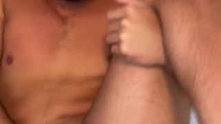 POV Curved uncut dick stretching a pink hole