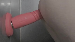 Bent Over Fucking My Vibrating Thrusting Dildo In The Shower