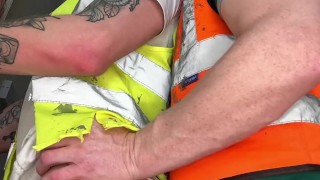DRIPPING CREAMPIE! Tattooed Bottom takes GINGER TRADESMAN'S big cock and load! FT Tatted Yorkie