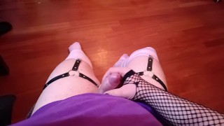 Little chubby femboy jerks off and cums