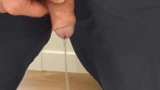 Daddy's uncut piss at the home office