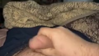 Solo male playing with duck