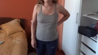 I cum in the ass of the most beautiful stepmother, great orgasm after masturbating