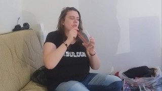 Layla drinks full glass of piss using a straw