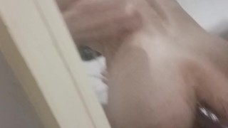 Mirror anal massive purple dildo