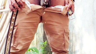 Hairy black cock very unusual public pissing compilation