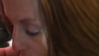 Pov pretty face blowjob licking, stroking, and sucking cock and loving the taste in mouth