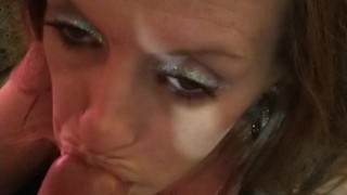 Pov pretty face blowjob licking, stroking, and sucking cock and loving the taste in mouth