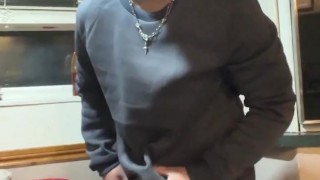 Asian Guy Gets Horny In The Kitchen