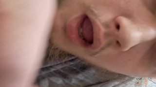 Plugging my ass and milking my dick to eat the cum before a shower