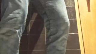 Risky Restaurant Bathroom Quickie masturbstion: Moaning Loud and Cumming Fast