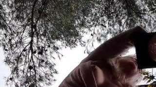 Walking in a forest on a cold day, I got a hot rod to heat my pussy