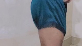 Naked flat chest ladyboy play with her limp little useless clitty and try to masturbate