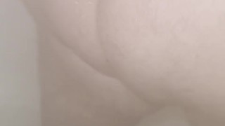 Playing with rose bud anal prolapse in shower