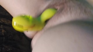 Cutie has fun masturbating! Pushes vibrator out when finished