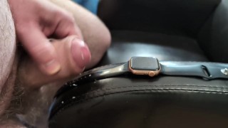 Cumshot on Girlfriend's Apple Watch with Shiny Black Band (Wristwatch Fetish)