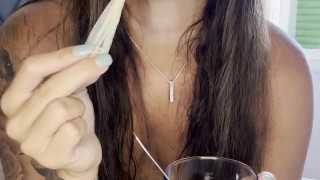 Playing With A MILKY COFFEE💦 My Favourite Breakfast😏