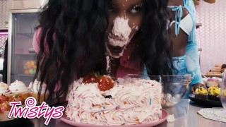 TWISTYS - Hot Lesbos Jenna Foxx &amp; May Hashira Make A Mess In The Kitchen As They Rub Their Pussies