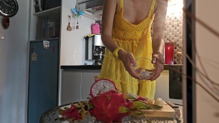 At Kitchen NO PANTIES on Selfie # Fruit Salad HOT COOKING Class