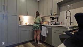 Thick & curvy stoner Cleans apartment, Smokes & gets naked