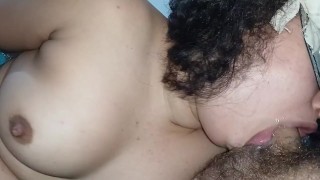 horny slut, shaking her throat crazily on the shaft of the cock, making the cuckold moan