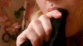 Sniffing 2-3 Day Old Dirty Panties, Licking Them Clean. Used Crusty Underwear