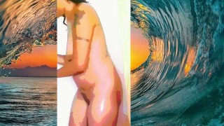 BEAUTIFUL HAWAII FEMALE SHOWERS IN WATER