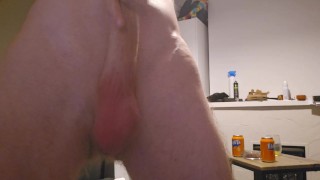 Opening up my cock hole with a ribbed steel urethral sound