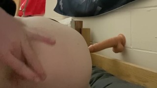 Twink uses dildo and finger to cum