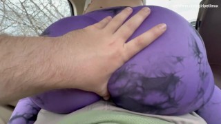 Beautiful Gal In Tight Leggings Gently Massaging My Cock with Her Ass