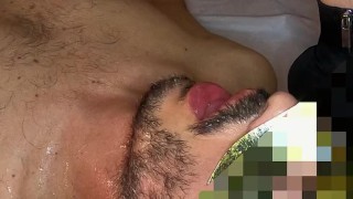 Boy drinks hot piss into his mouth, pee straight from his pussy, golden shower, yellow pee.