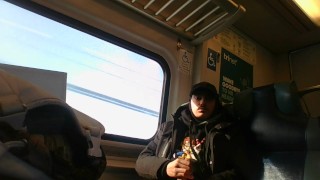 Solo Masturbation on The Train in Public