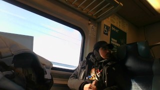 Solo Masturbation on The Train in Public