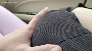 Hot Brunette with Big Tits in the Car