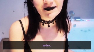JOI: Your HORNY GOTH STEPSISTER gets you hot in the Jacuzzi and ends up with her tits covered in you
