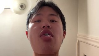 Asian Guy Eats His Own Cum