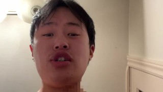 Asian Guy Eats His Own Cum