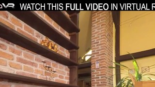 Solo girl, Sarah Kay,uses a big dildo,in VR.