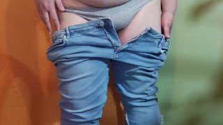 BBW MILF undresses in the basement