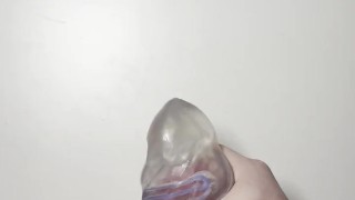 young twink actively jerks off his cock with a masturbator