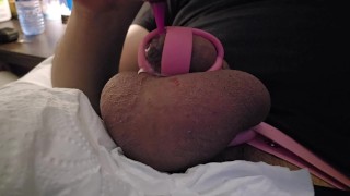 Cuming in chastity with vibrator