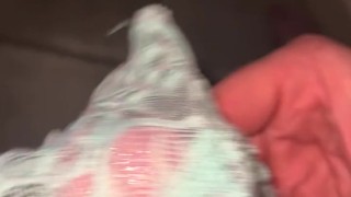 Dared to jack-off with and cum in coworker’s panties. HOT