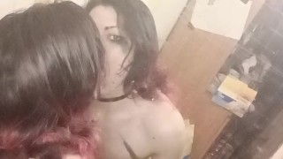Ashley Valentine jerks off, spits on her face and kissing with the mirror