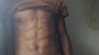 Caught playing with my big black cock in the morning