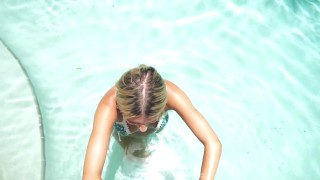 My step brother got hard in the pool so I sucked his cock