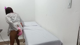 doctor fox tail fucks herself with a dildo